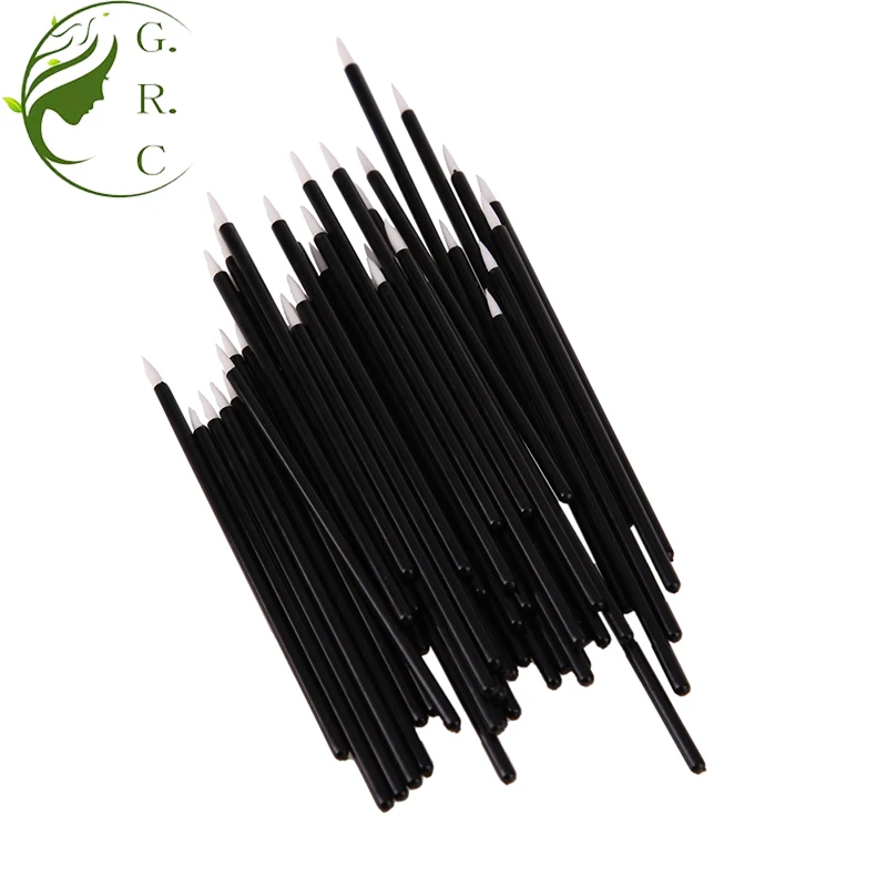 Disposable White Brown Lip Eye Liner Brushes 4 Inch Size Gram Plastic Leather Tip Eyeliner Makeup Brush With Protector Cover