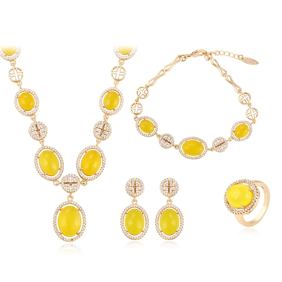 

64009 Xuping fashion women copper alloy jewelry gold plated wedding luxury sets