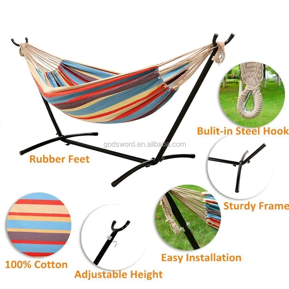 Camping Hammock Chair Bed With Stand Universal Multiuse Hanging