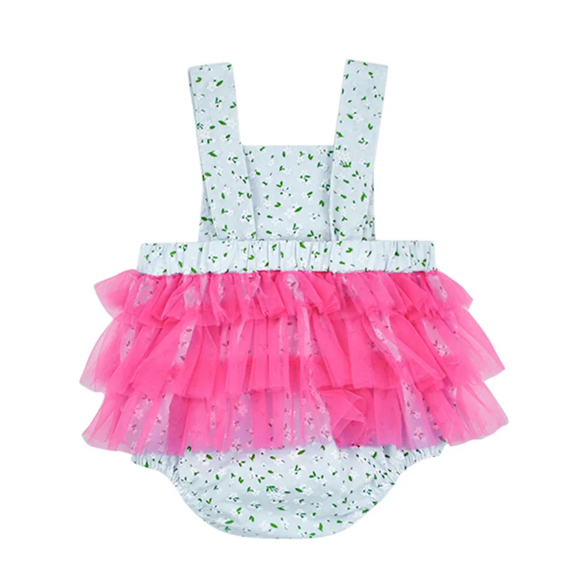 Wholesale Summer Floral Prints Infant Girls Boutique Baby Ruffle Romper