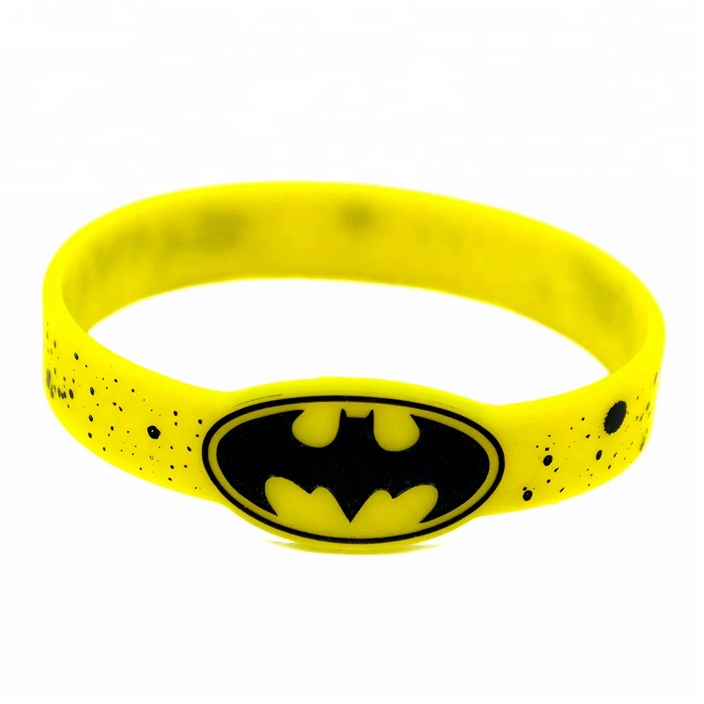 

25PCS/Lot Yellow Bracelet Wrist Watch Shape Batman Silicone Wristband