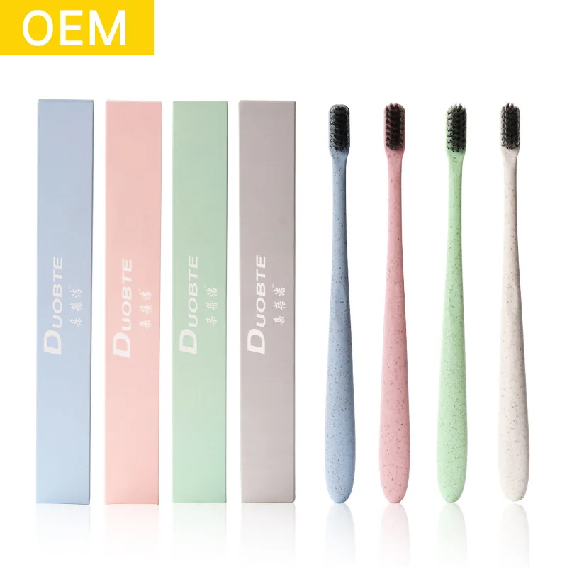 

Wheat Straw toothbrush with paper box, Customized color