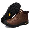new Men Winter Plush Cowhide Keep Warm Plush Ankle leather Boots Snow Work Shoes Men's Outdoor Snow Boots