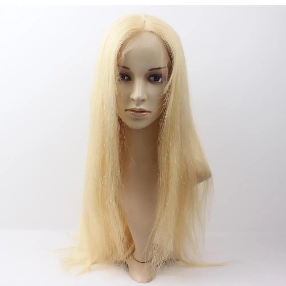 

Yotchoi Indian Human Hair #613 Platinum Blonde Silk Straight 130% Full Lace WIg for White Women, N/a