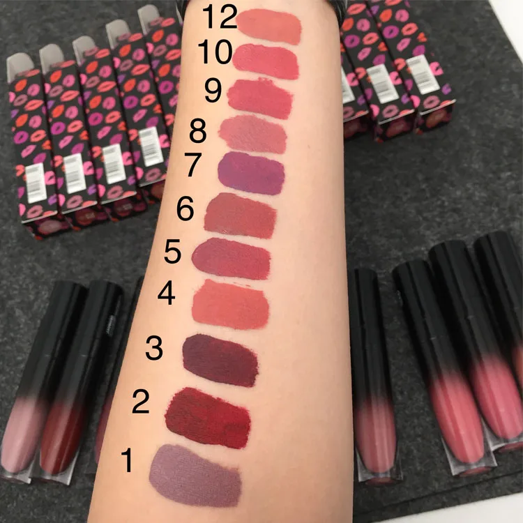 

lightweight long wearing waterproof labial liquido velvet matte liquid vegan lipgloss lipstick, Multi-colored