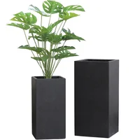 

Concrete cement hand-brush High Squire flower pot with black paint for Home Deco