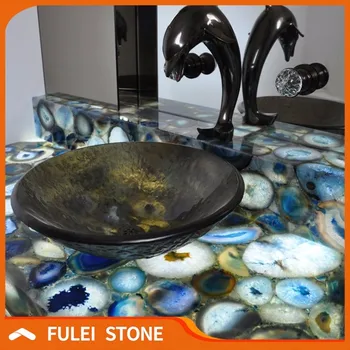 Polished Semi Precious Stones Blue Agate Countertop Buy Semi