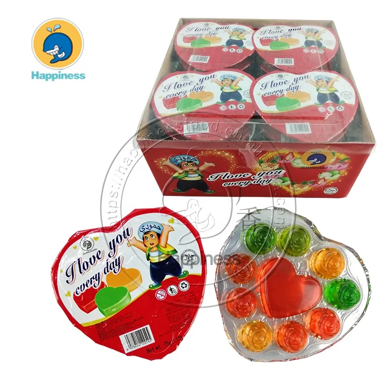 

hot selling mixed fruit flavor heart shape jelly pudding cup