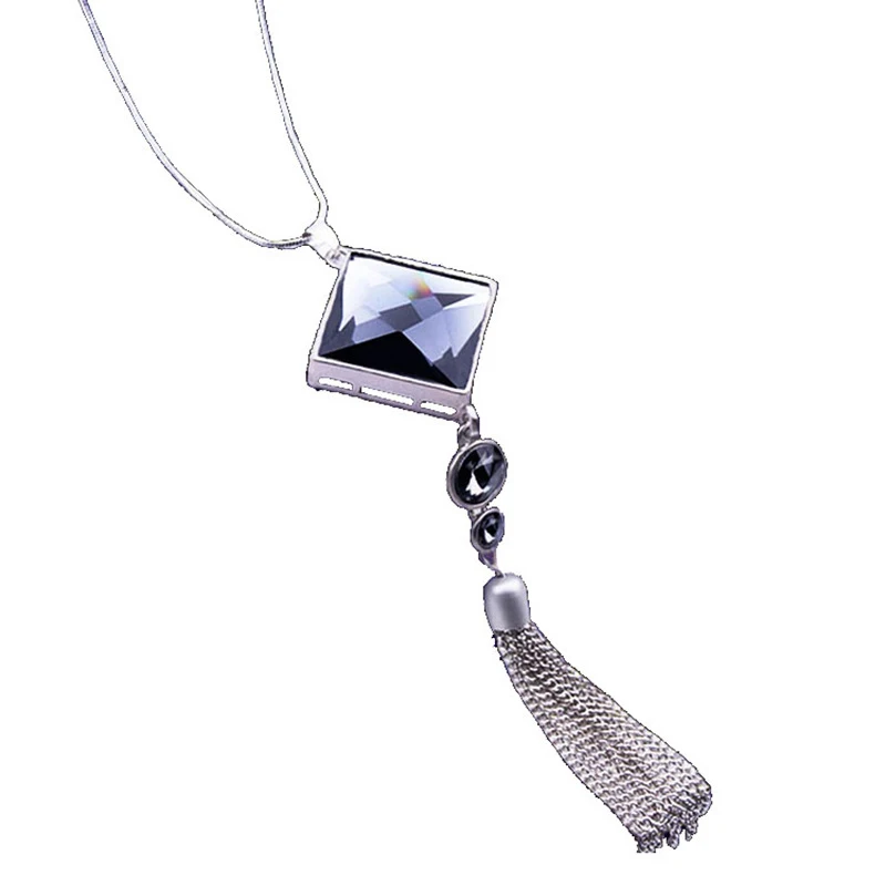 

Women Gold Jewelry Two Leaves Long Tassel Fashion Pendant Necklace, Gold;silver