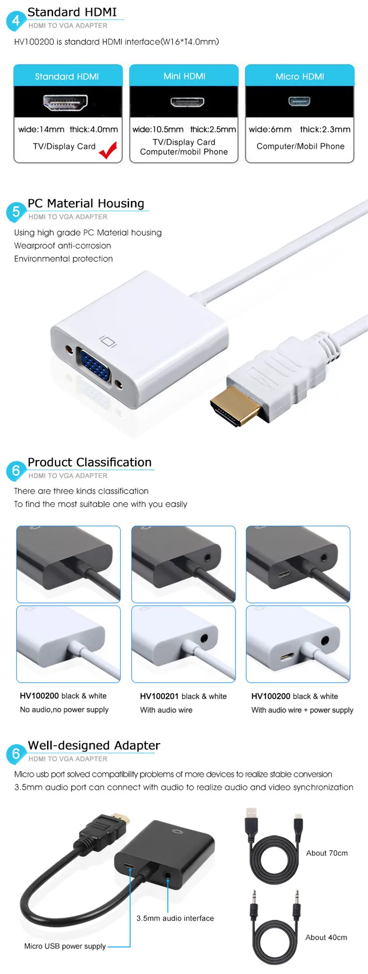 hdmi to vga converter adapter cable