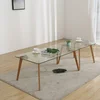 Modern tempered glass tea table red oak table leg a combination of modern small household coffee table