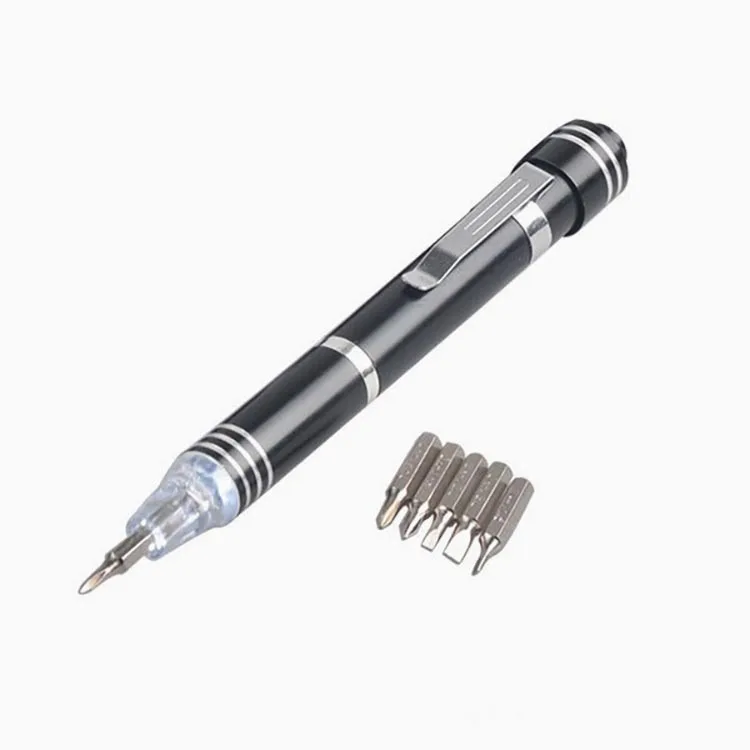 Custom Logo 6 In 1 Multi Function Screwdriver With Bits In Handle Led