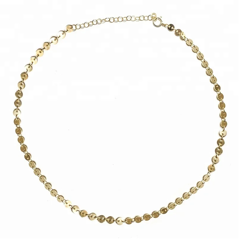 

Handmade Gold Coin Necklace Tattoo Jewelry Dainty Chain Boho Disc Choker