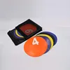 8" Non-Skid Floor Spot Markers: Set of 10 Agility Training Flat Field Cones in Fluorescent with network Carrying bag