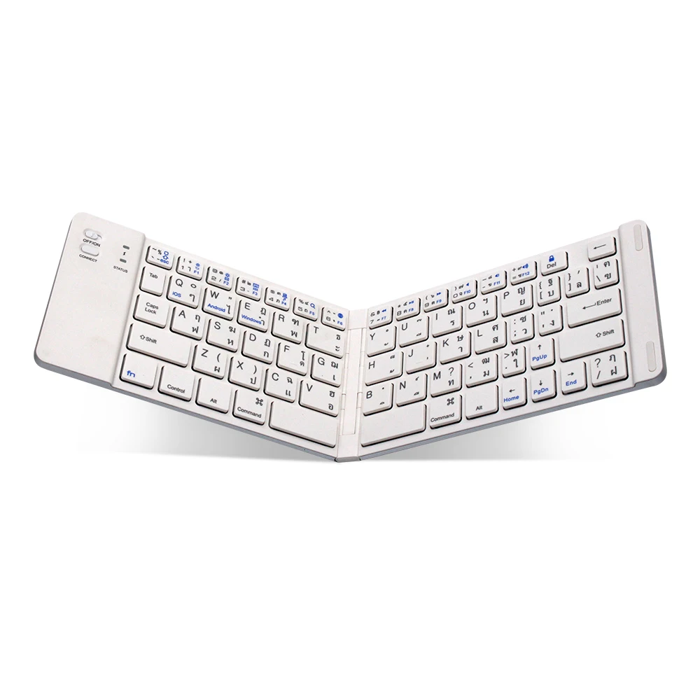 

BSCI factory Custom portable slim folding foldable aluminum mini wireless bluetooth keyboard for mobile phone