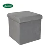 Reatai high quality Gray Faux Suede leather fabric pouf ottoman dice stool