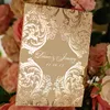 Luxurious & glamorous golden embossed pattern hard cover wedding invitations for wedding