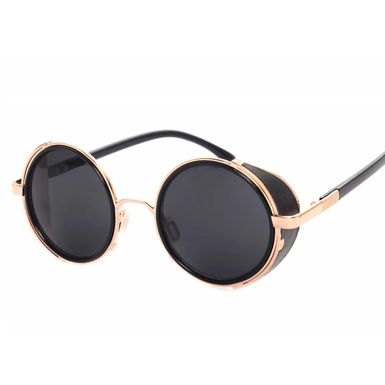 

Retro Metal frame round steampunk vintage glasses color reflective mirror lens circle shades sunglasses women men
