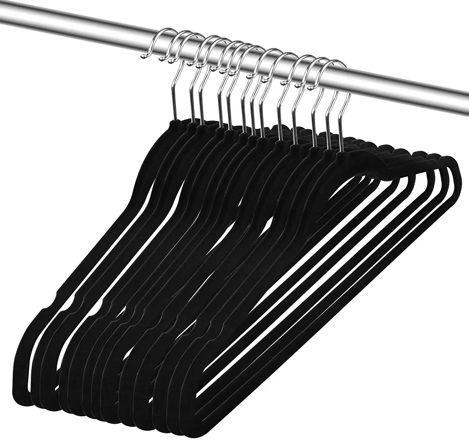 

New arrival Anti Slip Velvet Hangers Amazon hot sale 360 Degree Swivel Hook Hanger Original and, Black