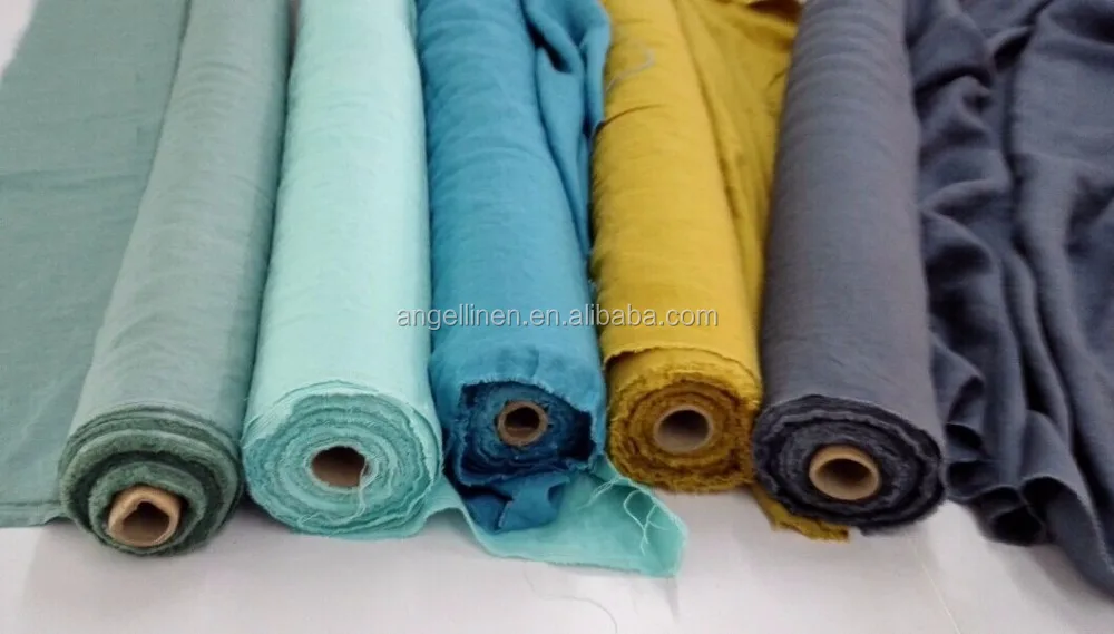 
100% pure linen stone washed fabrics in many colors for clothes 