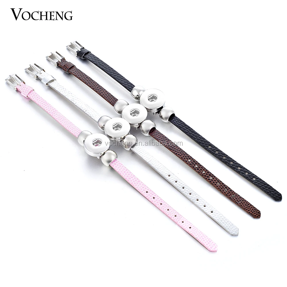 

(10pcs/lot) 4 Colors PU Leather 18mm Vocheng Snap Jewelry Bracelet NN-338*10 Free Shipping