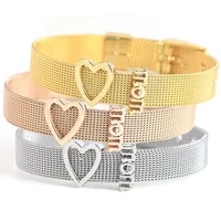 

Heart MOM Slide Charms fit 10mm bracelet For Women Jewelry Stainless Steel Mesh Bracelet