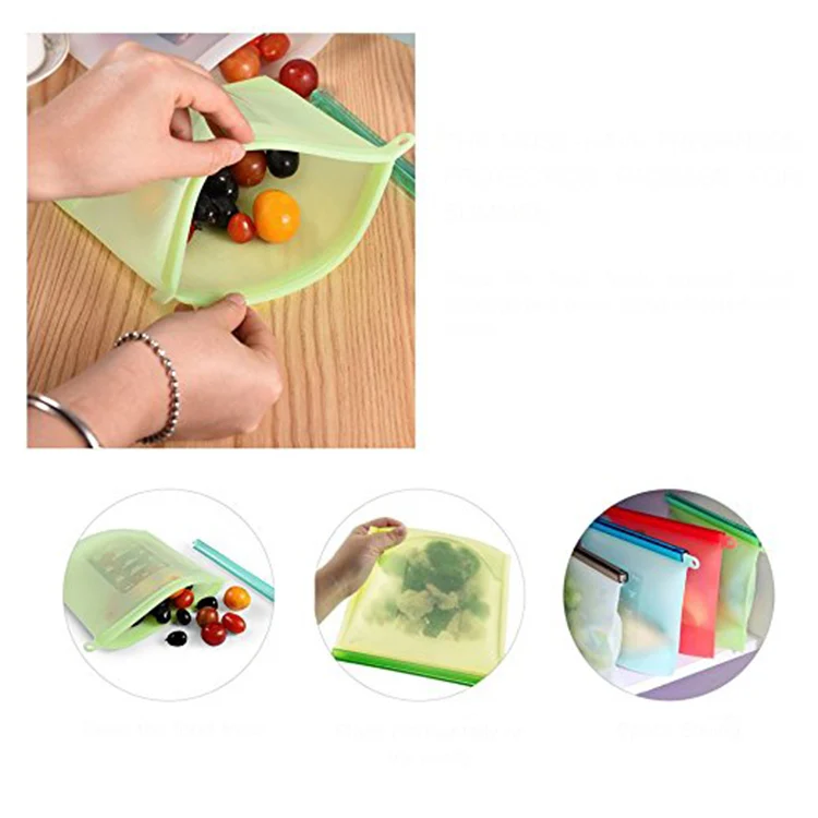 Wholesale Hot Selling New Product Reusable Food Container Silicone Freezer Vacuum Food Zipper Storage Bag