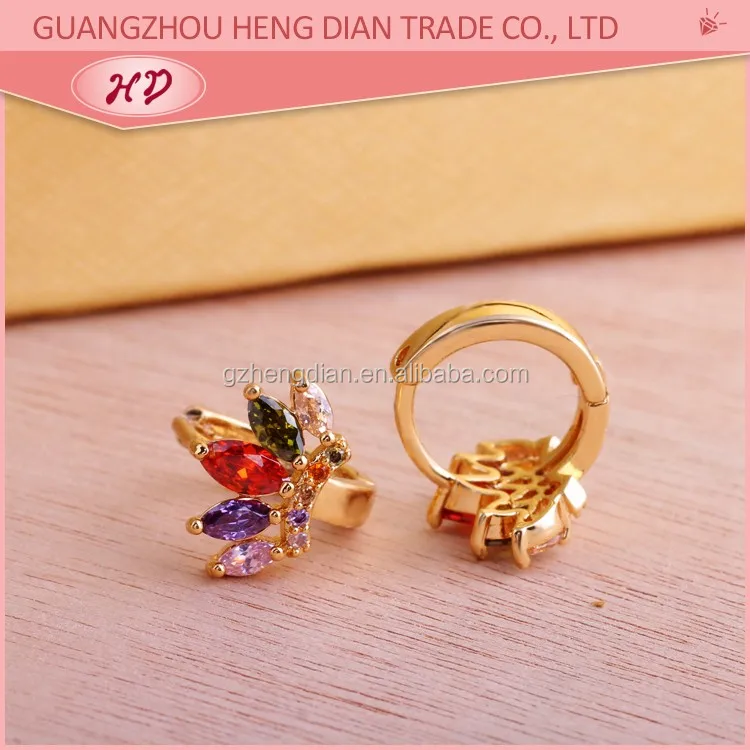 Gold Plated 2gm Gold Earring Jewelry Designs For Girls With Clear Zircon - Buy 2gm Gold Earring 