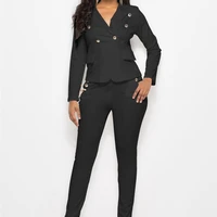 

Ladies Two Pieces Elegant Long Sleeve Office Formal Wear Women Suit With Buttons