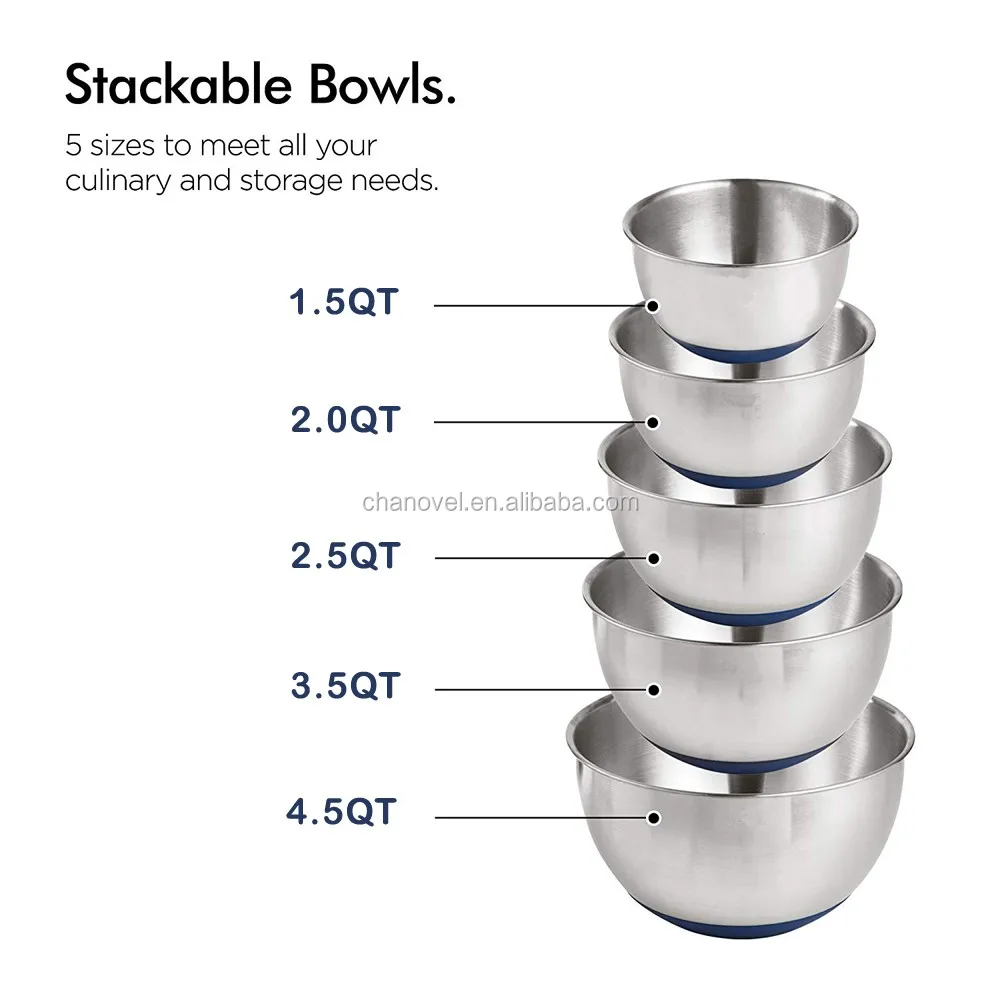 Stainless Steel Blue Mixing Bowl Set With Lid And Grater Buy