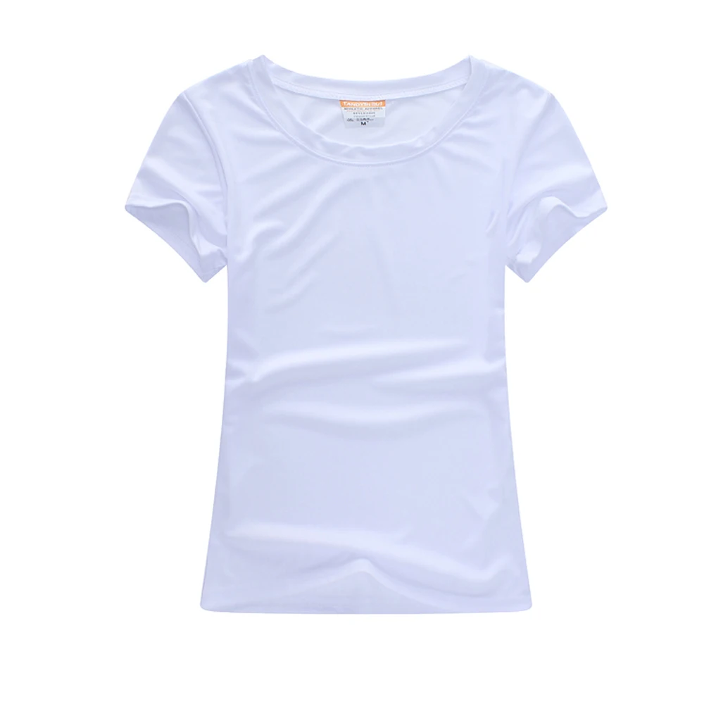 

Popular DIY Polyester Short Sleeve New Milk Silk T-shirt for Women, White