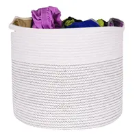 

Wholesale cotton rope basket with handle splicing manual storage woven basket