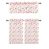 Embroidery Leaf Pattern Burgundy Sheer Kitchen Curtain Panel
