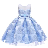 

Flower Printed Girl Frock Dress Sleeveless Princess Formal party Dress Kids Wedding Dress Children Clothes