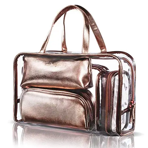 

women toiletry glitter clear transparante plastic hologram pvc makeup bag set,hologram makeup case,hologram large makeup bag
