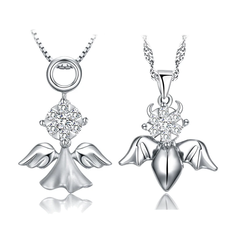 

Tryme Jewelry S925 Sterling Silver lovers jewelry angel devil silver pendant jewelry wholesale, N/a
