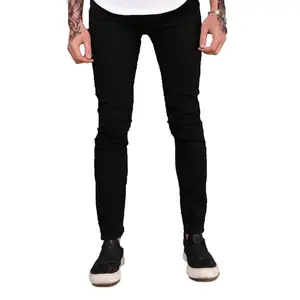Wholesale custom new models fashion cotton denim straight man black bull jeans