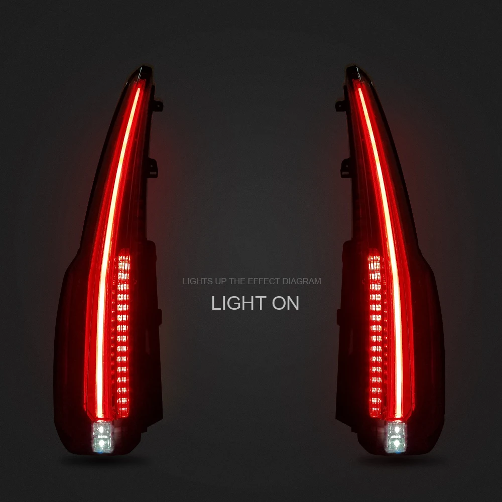 

For 2015 2016 New Chevy Tahoe/Suburban Tail Lights LED Brake (Cadillac Style), Red clear