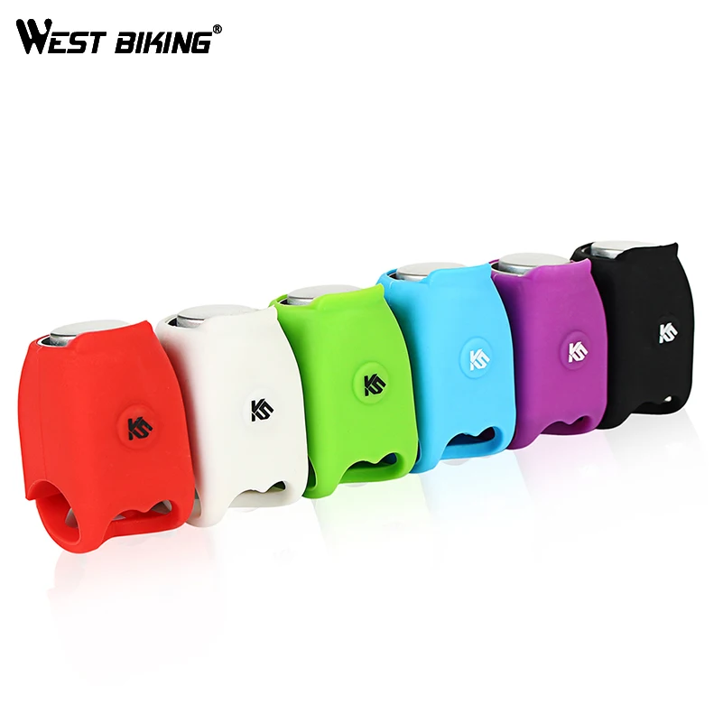 

WEST BIKING Bicycle Electric Horn Waterproof Silica Gel Bell Cycling 120db 5 Sounds Ring Safety Bicycle Handlebar Ring Horn Bell, White;red;purple;green;blue and black