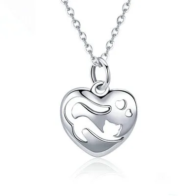 

Hollow 925 Sterling Silver Cat Shape Pendant Necklace