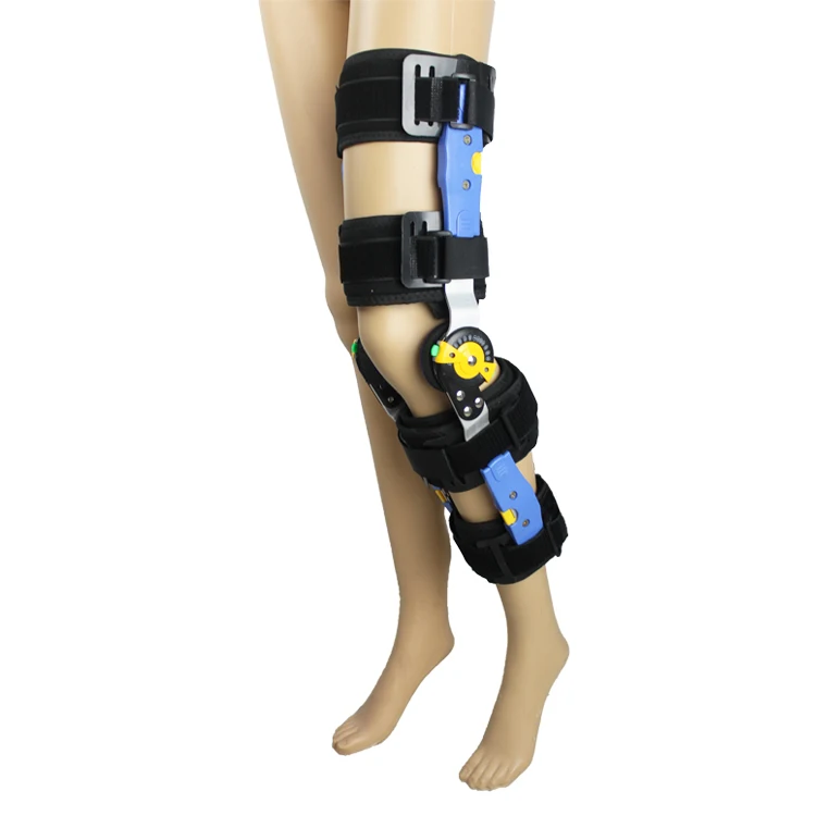 

Adjustable angle knee brace support for leg or knee injury, Black