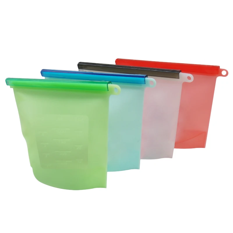 Silicone reusable fresh sealing vacuum food safe storage frozen fridge food preservation bag