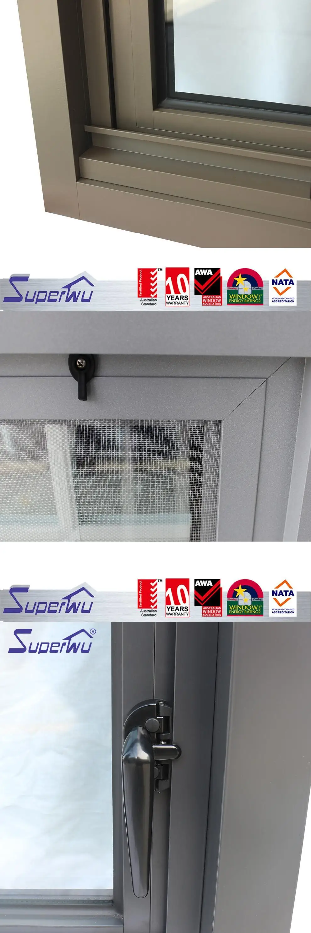 Electronic Component blind inside double glass window Aluminum Awning swing