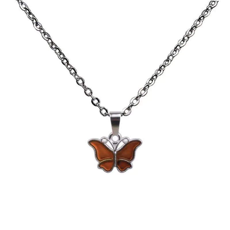 

Fashion Jewelry 2019 Emotion Feeling Temperature Color Change Magic Mood Butterfly Pendant Necklace, 8 colors