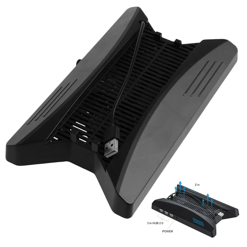 

2 in 1 vertical stand holder for ps4 pro 1tb with HUB Pro fan, Black