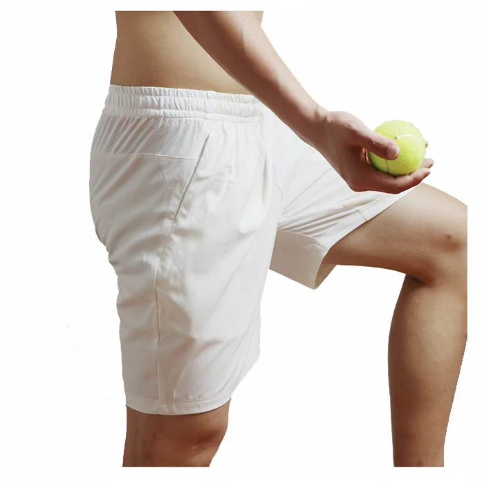 

Direct Factory quick dry sports wicking fabrics Wholesale tennis Apparel White Badminton men Tennis Shorts With Custom Logo