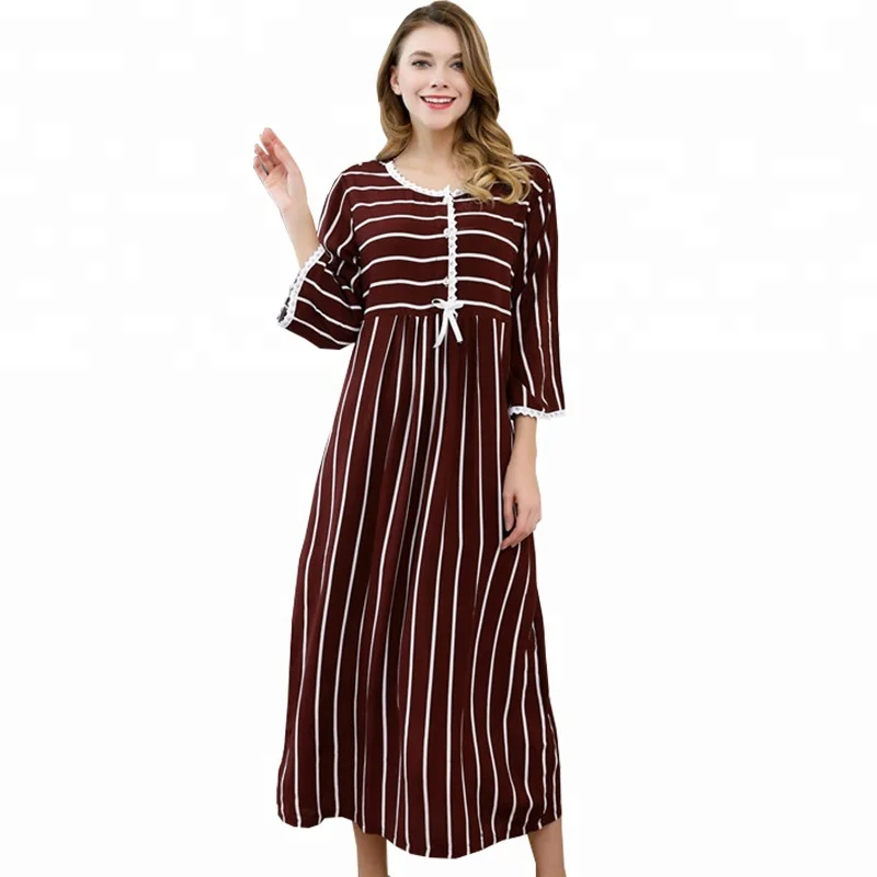 

Autumn winter rayon long nighty dress nightwear sleepwear women maternity nightgown printed cotton robe