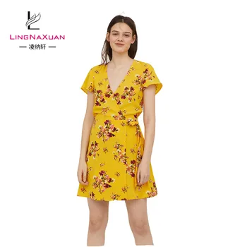 ladies yellow floral dress