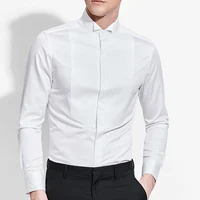 

latest shirt design men cotton white tuxedo shirt for party