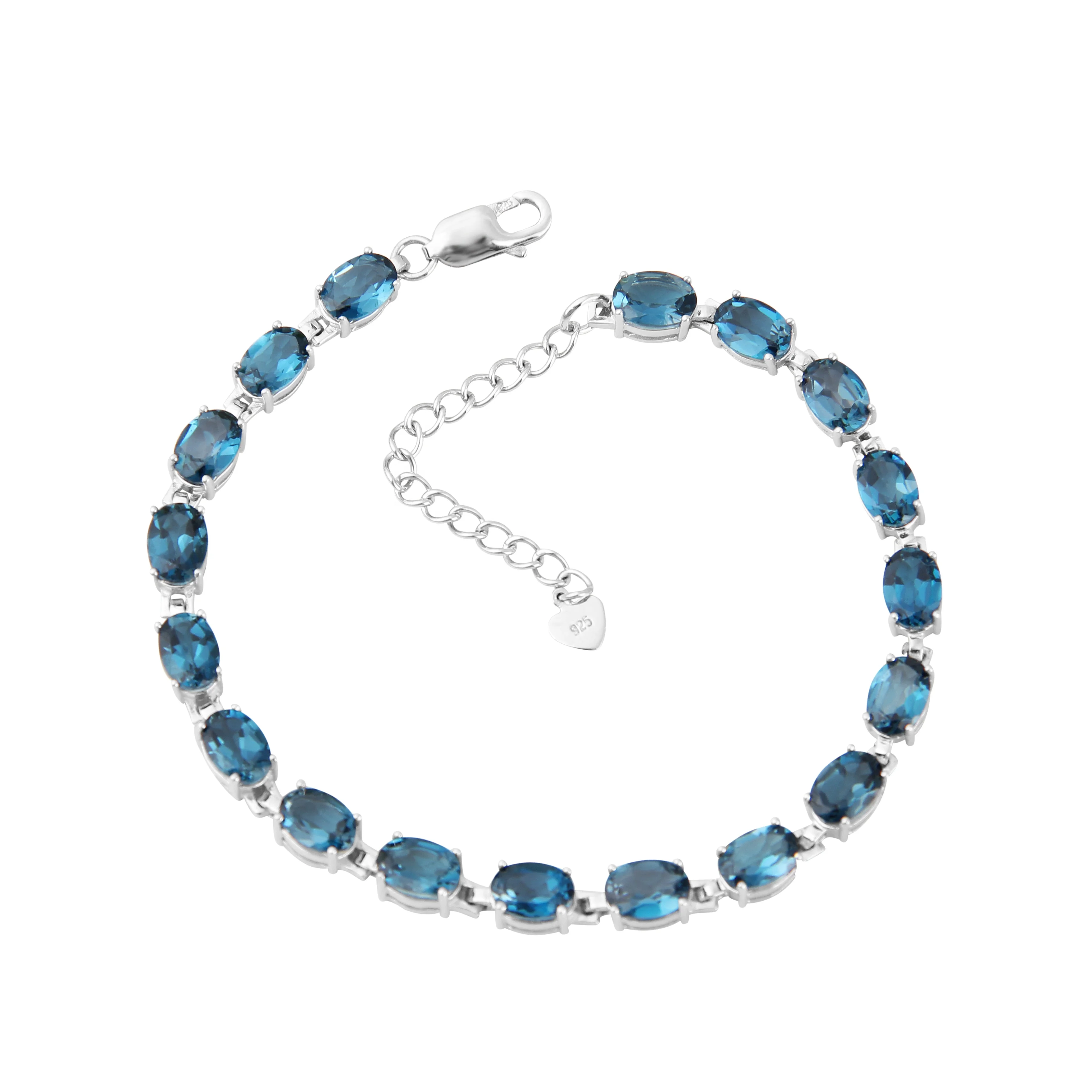 

Abiding London Blue Topaz Chain Link Bracelet 925 Silver Top Quality Women Luxury Jewelry Bracelet